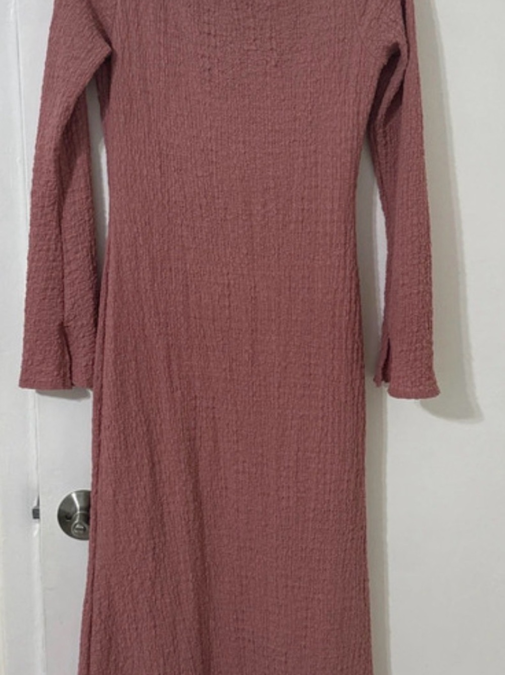 See You Monday Dusty Rose Long Sleeve Textured Midi Dress